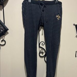 NFL Black and Gray Striped Pajama Pants with Gold Emblem